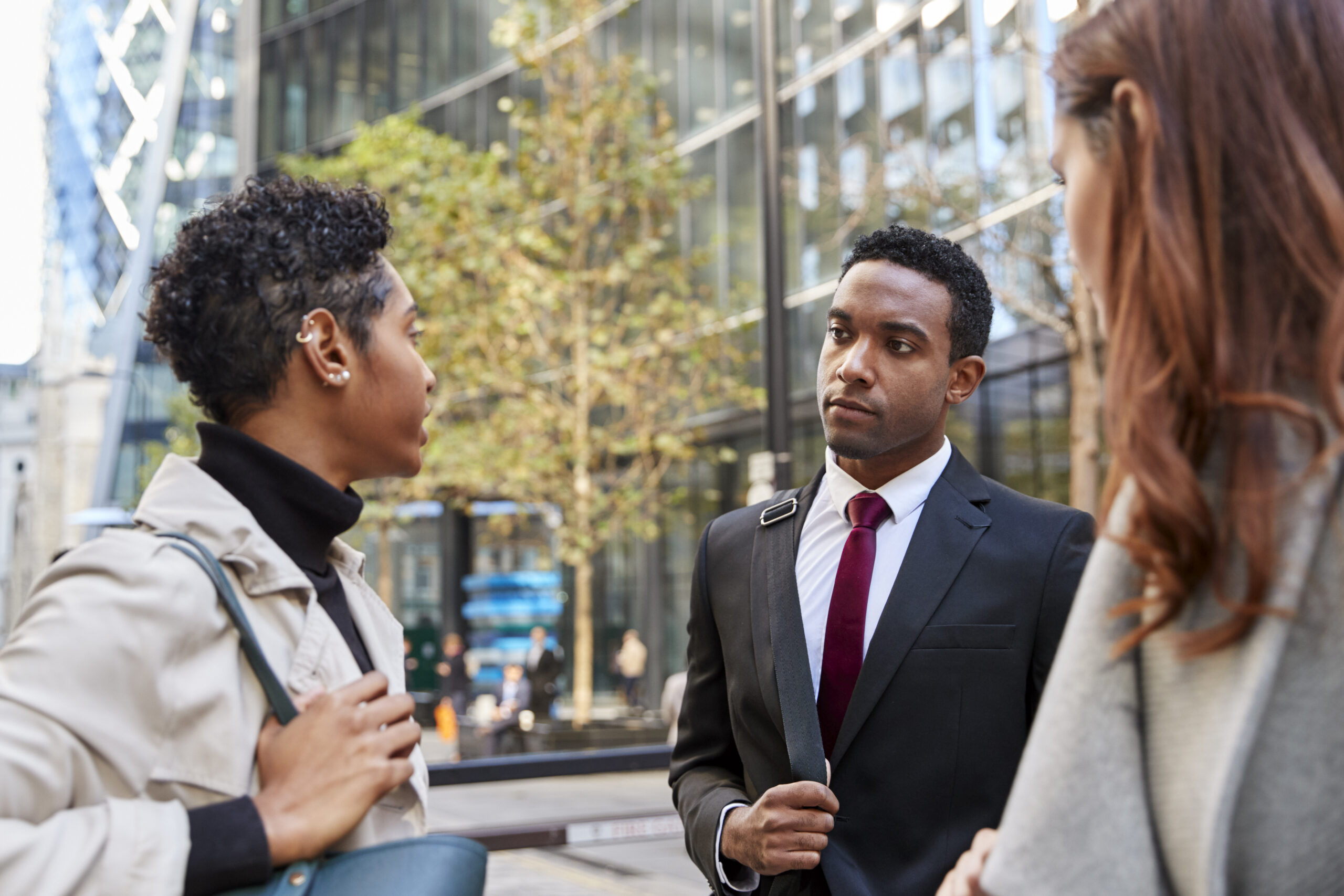 Two people developing as professionals while talking to strangers